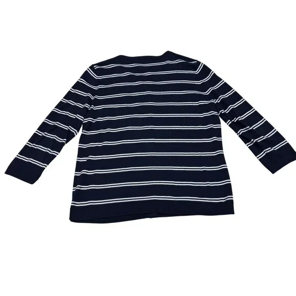 Talbots Petite Women's Striped LS Button Down Cardigan Sweater Top, Size LP - Picture 2 of 7